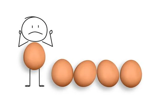 Chicken eggs on the white background. Stock Photos