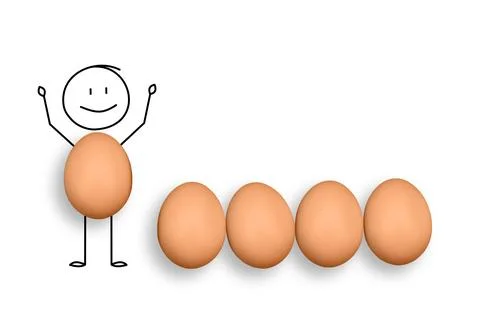 Chicken eggs on the white background. Stock Photos