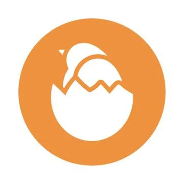 Chicken with eggshell , block and flat style icon Stock Illustration