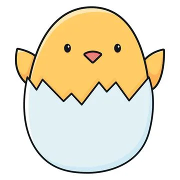 Chicken in an eggshell. Vector illustration isolated on white background イラスト素材