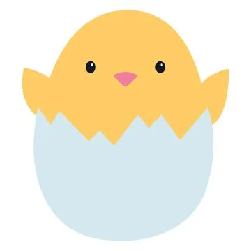 Chicken in an eggshell. Vector illustration isolated on white background 스톡 일러스트