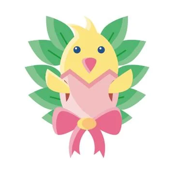 Chicken with eggshell on white background イラスト素材