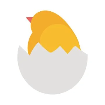 Chicken with eggshell on white background Stock Illustration