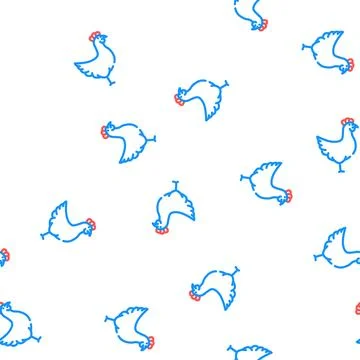 Chicken farm bird vector seamless pattern Stock Illustration
