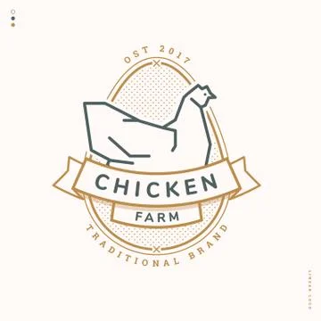 Chicken farm linear logo Stock Illustration
