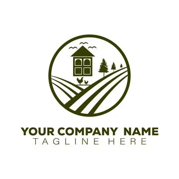 Chicken farm logo template. Vector illustration of chicken silhouette and green. 스톡 일러스트