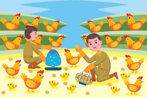 Chicken Farmer Profession Illustrazione stock