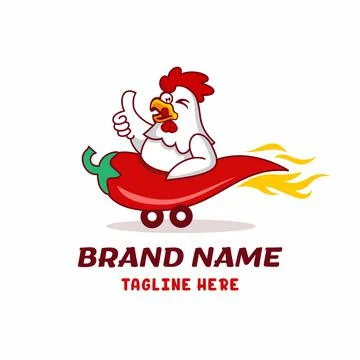 Chicken Fast Chilli Logo Design Vector Stock Illustration