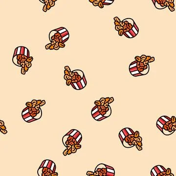 Chicken fast food crispy vector seamless pattern 스톡 일러스트