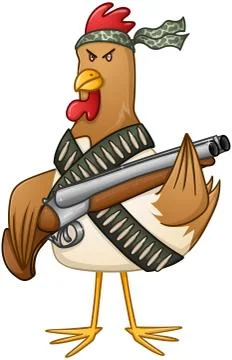 Chicken Fighter With A Shotgun Stock Illustration