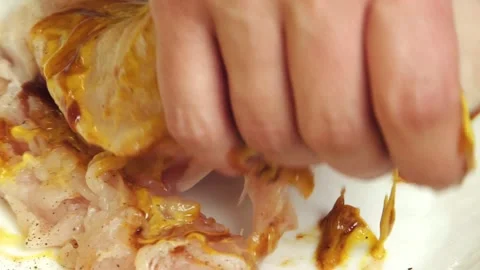 Chicken fillet is fried in a pan. Stock Footage 161114951