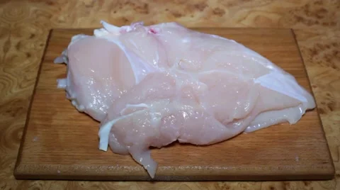 Chicken fillet . Processing meat Stock Footage 61343889