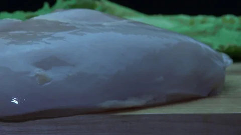 Chicken fillet on wooden desk 스톡 동영상 82346853