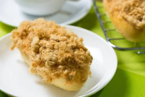 Chicken floss bun or bread Stock Photos