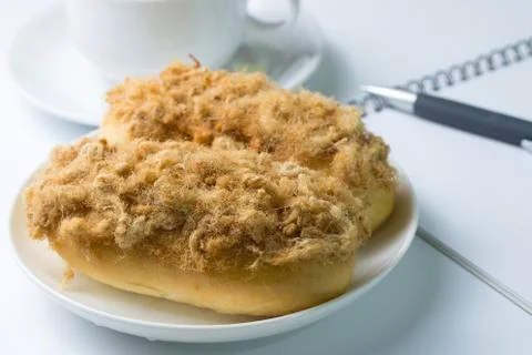 Chicken floss bun or bread Stock Photos