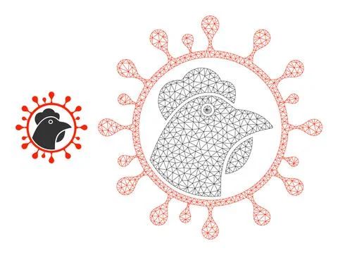Chicken Flu Coronavirus Vector Mesh Wire Frame Model Stock Illustration