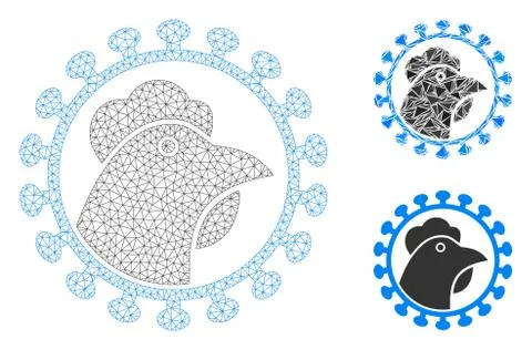 Chicken Flu Virus Vector Mesh Network Model and Triangle Mosaic Icon Stock Illustration