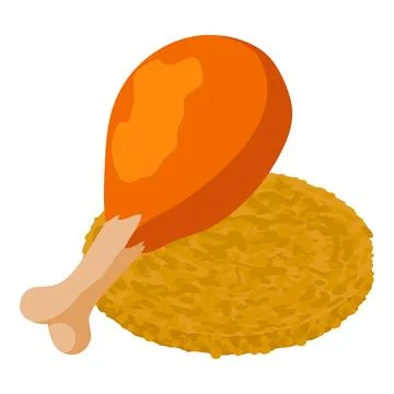 Chicken food icon isometric vector. Fried chicken leg and poultry cutlet icon Stock Illustration