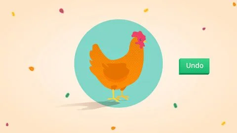 Chicken with Forcefield and Undo button, Floating Bacteria Vector Illustrazione stock