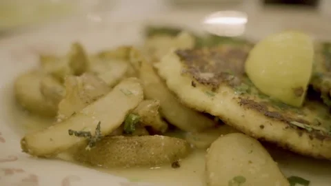 Chicken Francese slow motion pan left Cherry Hill New Jersey 4K Video stock 274844356