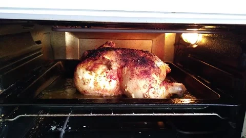  the chicken is fried in the oven Stock Footage 148546353