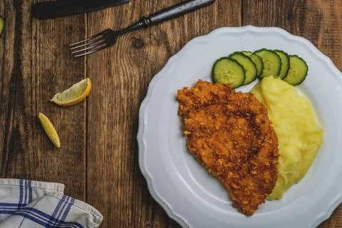 Chicken fried schnitzel Stock Photos