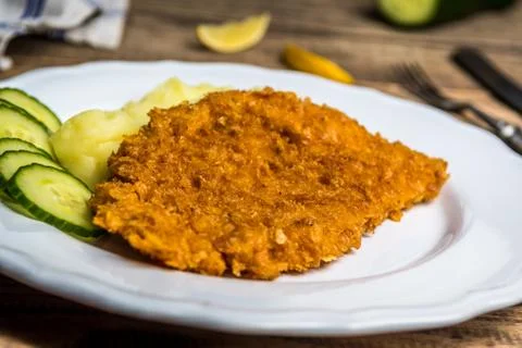 Chicken fried schnitzel Foto stock
