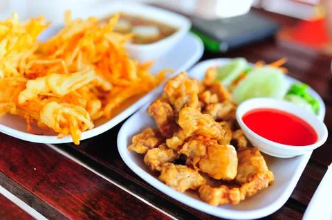 Chicken fried in soft light Stock Photos