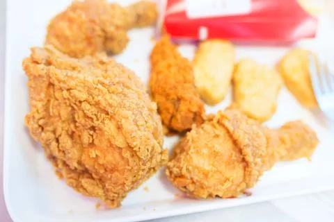 Chicken fried in soft light Stock Photos