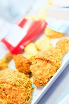 Chicken fried in soft light Stock Photos
