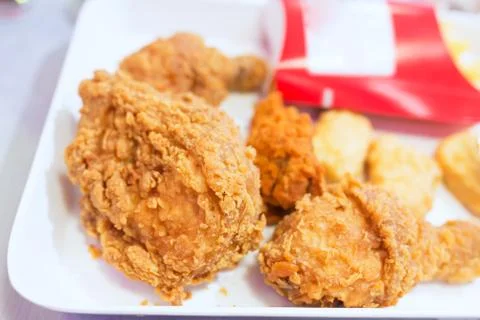 Chicken fried in soft light Stock Photos