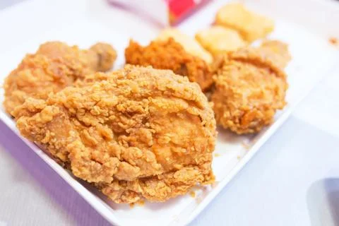 Chicken fried in soft light Stock Photos