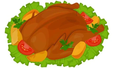 Chicken fried with vegetables Stock Illustration