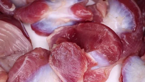 Chicken gizzard rotating seamless looping food texture pattern close up footage Stock Footage 103085589