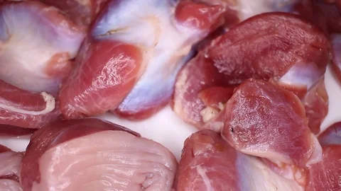 Chicken gizzard rotating seamless looping food texture pattern close up footage Stock Footage 103096643