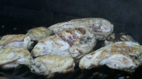 Chicken on a grill- close up Stock Footage 544855