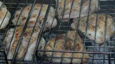 Chicken on the grill. Close up. 動画素材 52201036