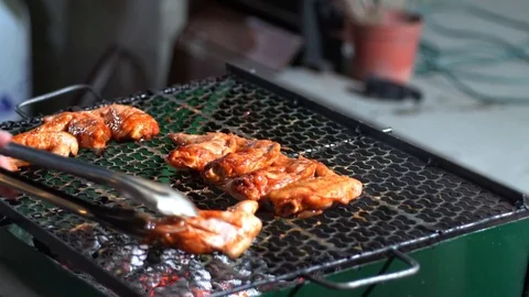 Chicken on the grill Stock Footage 97123864