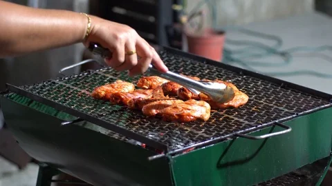 Chicken on the grill Stock Footage 97123911