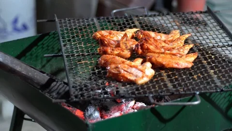 Chicken on the grill Stock Footage 97124041