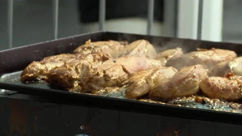 Chicken on the grill Stock Footage 166538610