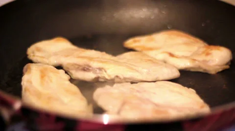 Chicken is grill on frying pan. Stock Footage 37232806