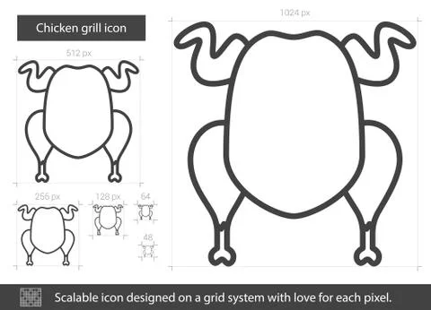 Chicken grill line icon. Stock Illustration
