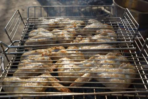 Chicken on a grill Stock Photos