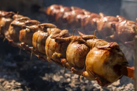 Chicken on grill Stock Photos
