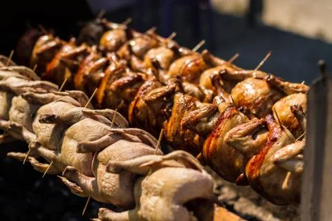 Chicken on grill Foto stock