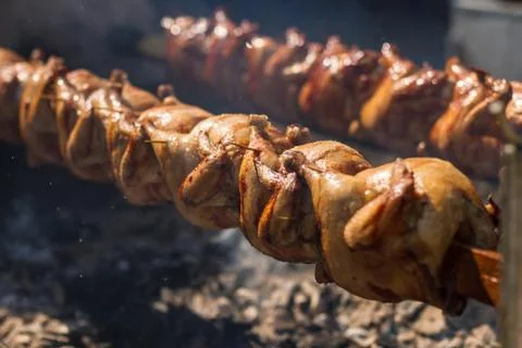 Chicken on grill Stock Photos