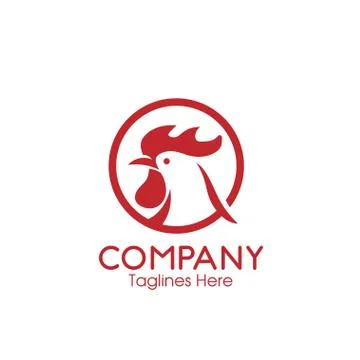 Chicken heads with circle logo vector Stock Illustration