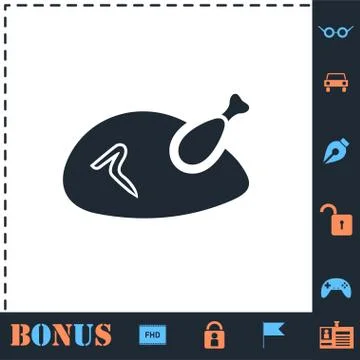 Chicken icon flat Stock Illustration