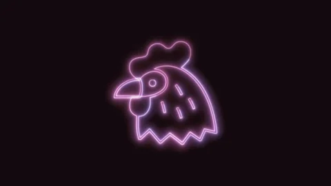 Chicken Icon Neon Seamless Loop with Black Background 4K 스톡 동영상 311301299
